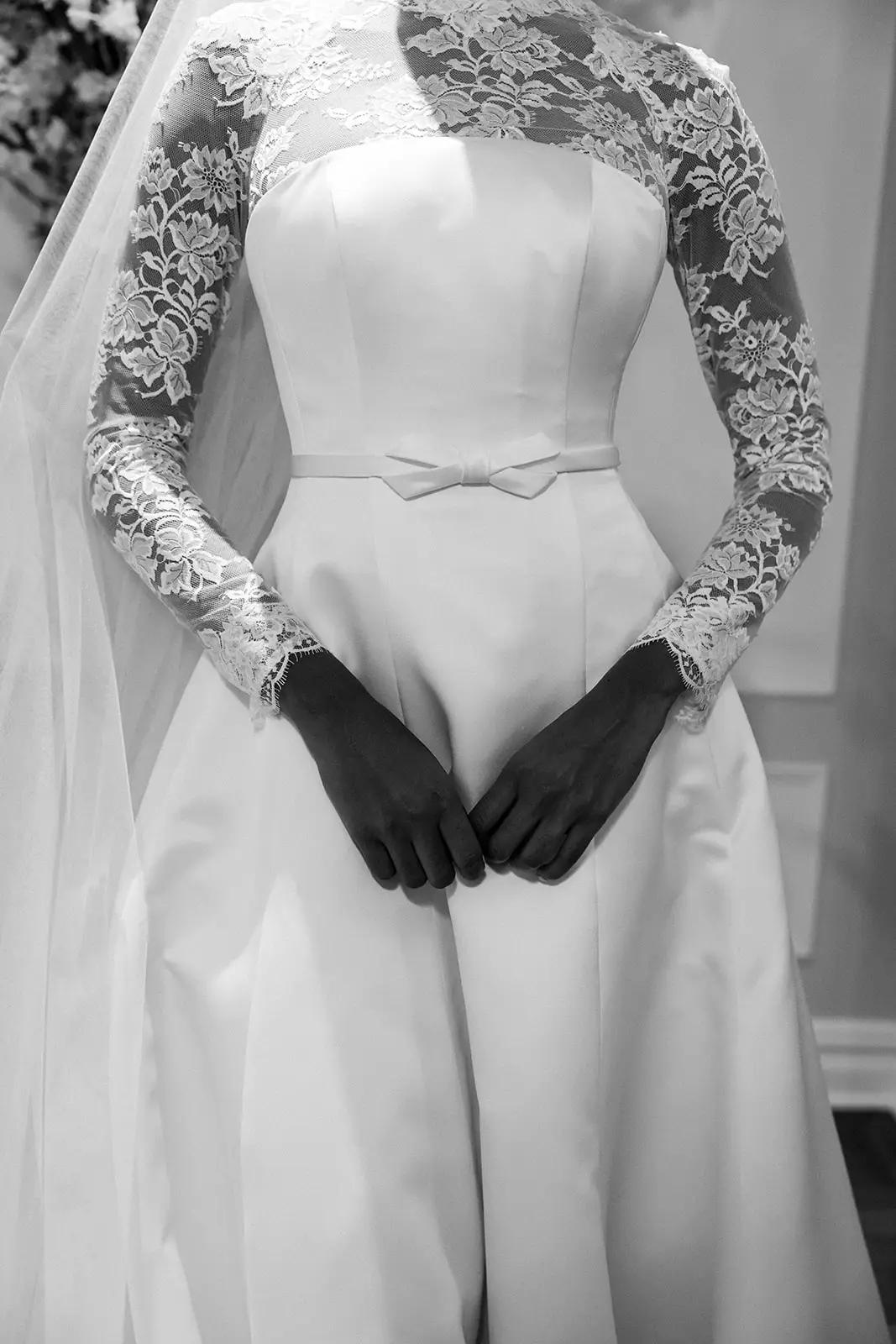 Traditional lace on an Anne Barge wedding gown