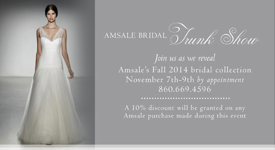 November 8-9: Amsale Bridal Trunk Show . Desktop Image