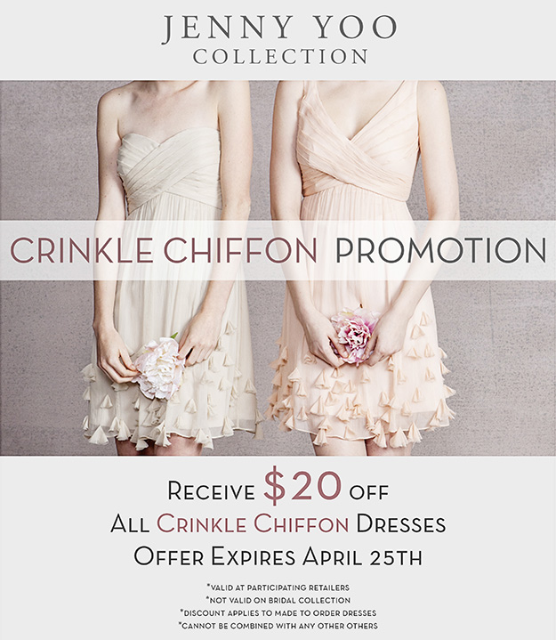 April 1-25: Jenny Yoo Crinkle Chiffon Promotion. Desktop Image