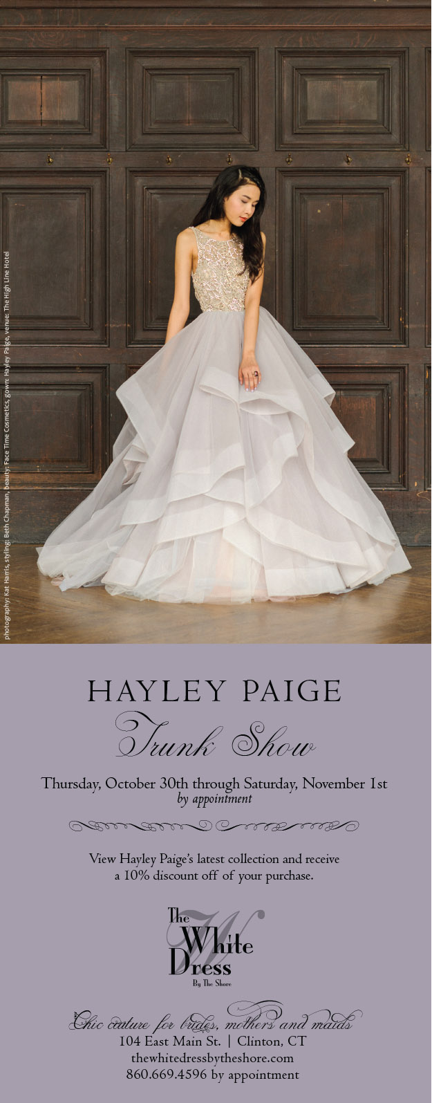 October 30 - November 1: Hayley Paige Trunk Show. Desktop Image