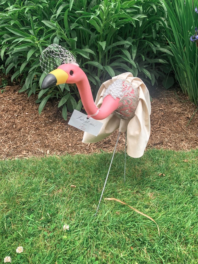 Mary the wedding lawn flamingo